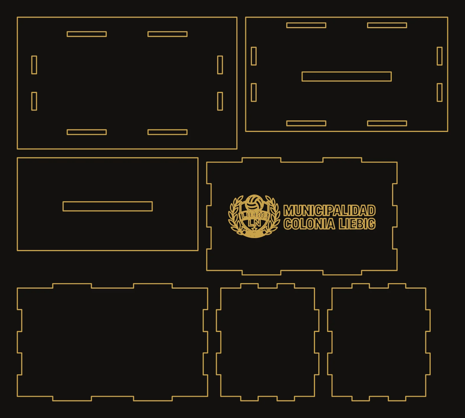Plano DXF · caja con el escudo grabado